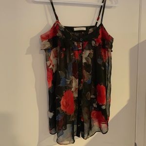 Transparent Black Floral Tank